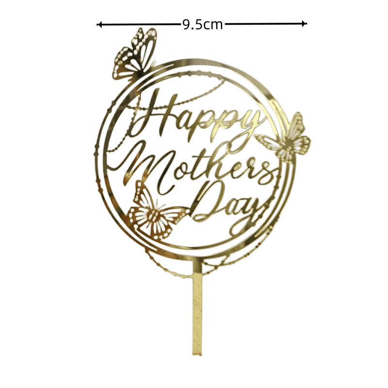 Wholesale10PCS/PACK Mother's Day Butterfly Flower Acrylic Cake Decoration
